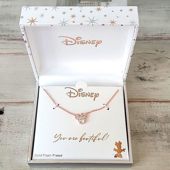 NIB DISNEY MINNIE MOUSE ROSE GOLD NECKLACE - Picture 1 of 4